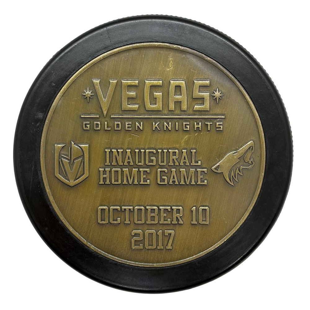 Vegas Golden Knights Inaugural Home Game Puck Oct 10 2017 T-Mobile Arena NHL
